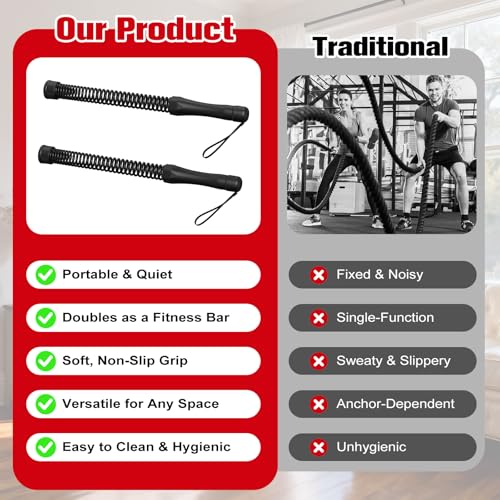 Relife Ropeless Battle Ropes, 2 in 1 Weighted Cordless Battle Ropes for Home Gym - Portable Home Gym Equipment for HIIT, Strength Building, Low-Impact Cardio for Men & Women - color: Black