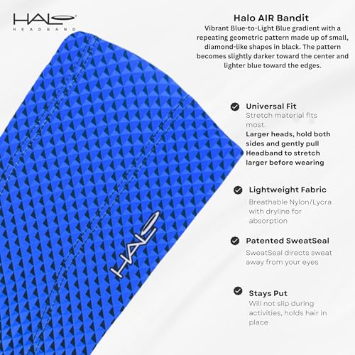 Halo Headband Bandit - 4" Wide Pullover Sweatband Running Headband Men Women Absorbent Soft Comfortable.Channels Sweat Out of Your Eyes Keeps Hair in Place No-Slip - color: ICE