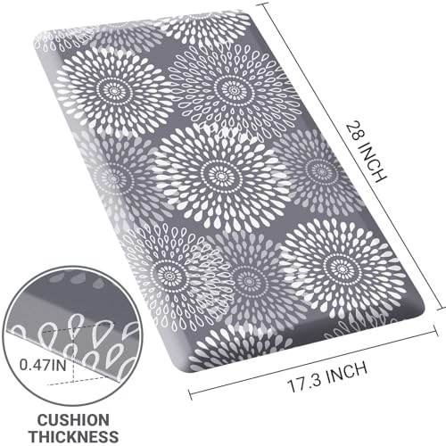 LuxStep Kitchen Mat Waterproof Kitchen Rugs for Floor Cushioned Anti-Fatigue Mat Non-Slip Standing Desk Mat Comfort Floor Mats for House Sink Office 17.3" x 28" Grey - color: Grey, size: 28"L x 17.3"W x 0.5"Th