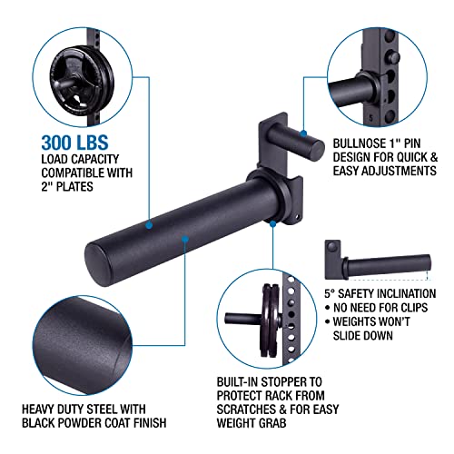 AmStaff Fitness Olympic Weight Plate Holder for Power & Squat Racks – Fits 2x2, 2.33x2.33, 3x3 Inch Tubes, 1" Hole – Storage Horns for Weight Plates on Power Rack – Pair - style: 2"x2" Tube Racks
