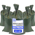 DURASACK Heavy Duty Sandbags with Ties, 14x26, Empty, Green, Pack of 50 | Woven Polypropylene Sandbags for Flood Control with 1600 Hours of UV Protection, 50 lbs Capacity - color: Green, size: 50 Sandbags