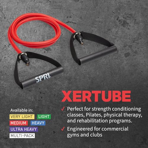 SPRI Xertube Resistance Bands with Handles – All Exercise Cords Sold Separately with Home Gym Workout Fitness Door Anchor Attachment Option - size: Ultra Heavy, style: No Door Attachment