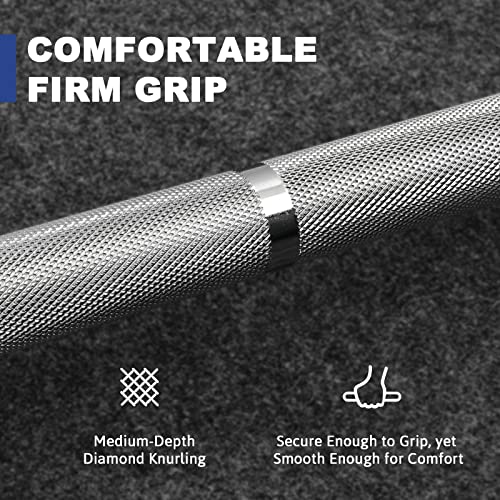 LIONSCOOL Premium 4ft/4.9ft/6ft Barbell for Strength Training and Olympic Weightlifting, 2 Inch Weight Bar for Squats, Curls, Deadlifts, Presses, Hip Thrusts, 350lbs/500lbs Capacity - color: Silver Chrome, 6FT, 500LBS, size: 6 ft