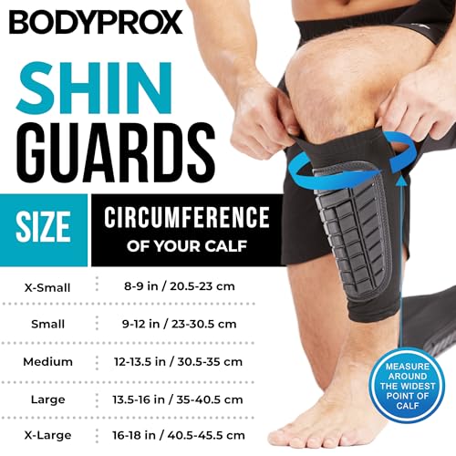 BODYPROX Soccer Shin Guards Sleeves for Men, Women and Youth - size: Large