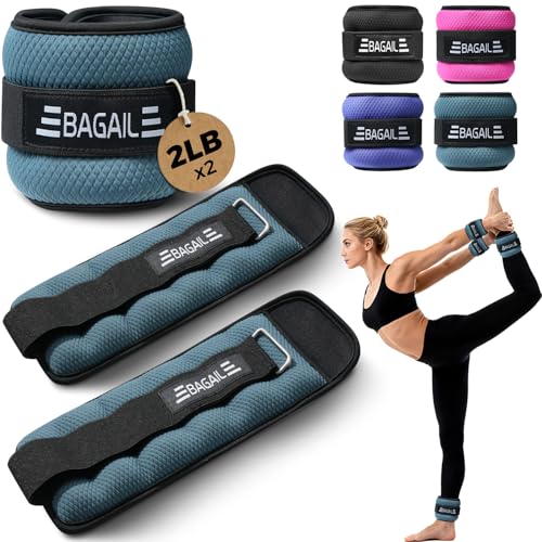 BAGAIL Ankle Wrist Weights for Women & Men, Set of 2 (Available in 0.5/1/2/3/4/5 lb Each), Wearable Leg Arm Weights with Sleek Design & Secure Fit for Walking, Running, Pilates, Home Fitness - color: Blue, size: 4 Lb Pair (2 Lb Each)