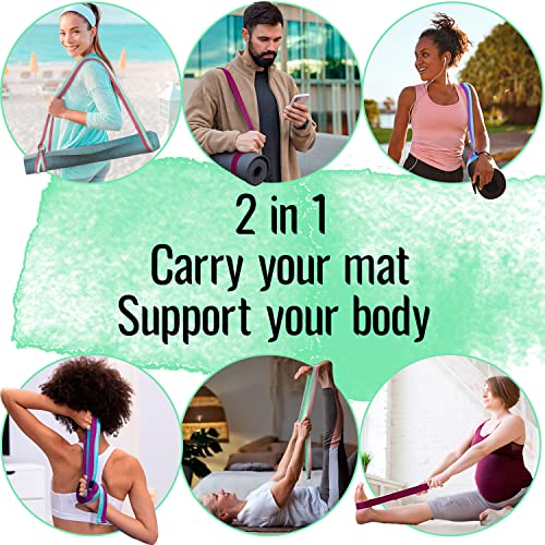 TECEUM Yoga Mat Strap – Extra Soft & Thick Cotton Carrier for All Mats | Adjustable Skin-friendly & Non-Slip Mat Holder Sling in 30+ Colors [Mat Not Included] - color: Lavander Green, size: 64 IN