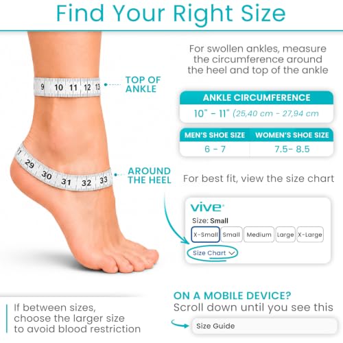 Vive Lace Up Ankle Brace for Women & Men - Compression Sleeve for Achilles Tendonitis, Sprains - Foot Support for Plantar Fasciitis - Adjustable Wrap (X-Small) - size: X-Small