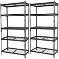 5-Tier Heavy-Duty Storage Shelves, 2250 LBS Load Steel Shelving Unit, Adjustable Boltless Garage Shelving, Sturdy Organizer for Garage, Kitchen, Gym, Shed (Black, 2PCS 36''W x 18''D x 72''H) - size: 2PCS 36''W x 18''D x 72''H