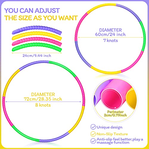Vinsot Detachable Plastic Hoops for Kids, Adjustable Exercise Hoops Equipment for Sports, Dance, Outdoor Games, Parties and Pet Training - color: Multicolor
