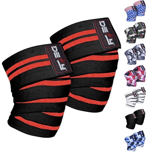 DEFY Knee Wraps for Weightlifting - Provides Knee Support for Powerlifting, Squats & Fitness Workouts - color: Red
