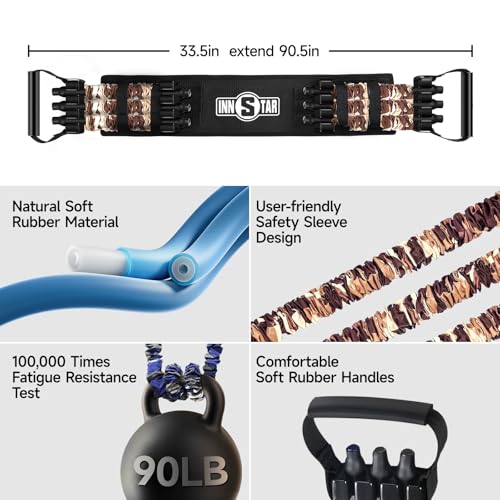 Innstar Multi-Function Resistance Bands for Working Out, Push Up Exercise Bands Resistance Bands Set for Bench Press Gym Equipment, Home Workout, Travel Portabl - color: Desert 198LBS