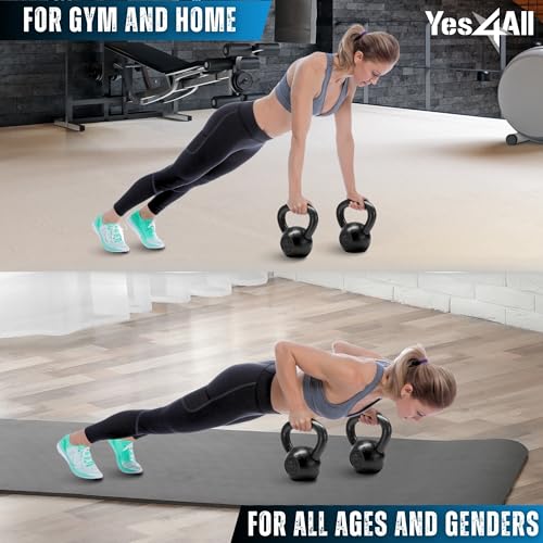 Yes4All Kettlebell Sets, 5 - 10 - 15 - 20 - 25 - 30 LB Cast Iron Strength Training Kettlebells, Wide Handles & Flat Bottom, Multi-Level from Beginners to Pros for Strength Training & Home Gym - color: H. 5 - 10 - 15 - 20 - 25 - 30 lbs
