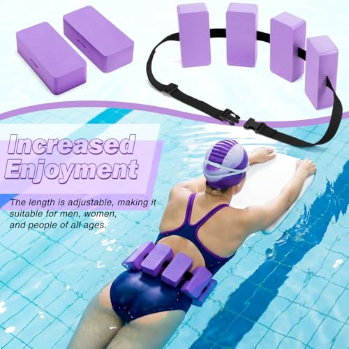 Soulchen Pool Exercise Set Including Long Aquatic Exercise Dumbbells,Pool Ankle Weights,Swim Belt,Water Aerobics Water Aerobics Equipment Set for Full Body Swim Training Kit - color: Purple, size: Middle