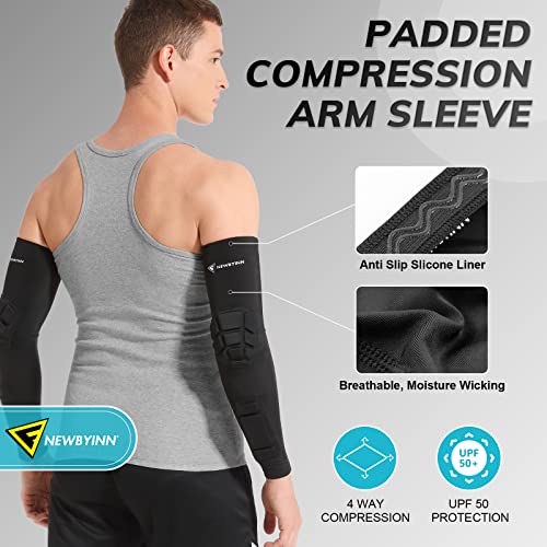 Padded Arm Sleeves 2 Pack, Elbow Forearm Crashproof Pads for Football Basketball Volleyball Soccer - size: Medium
