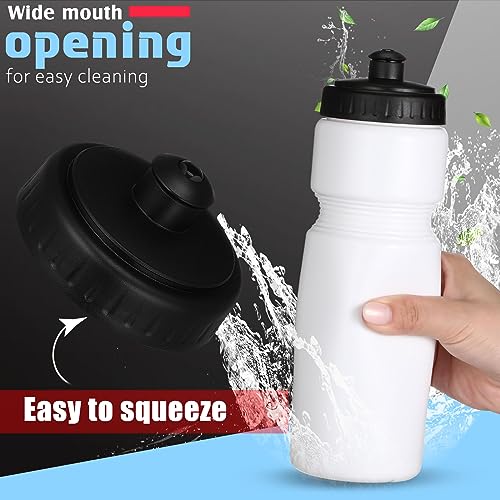 Sunnyray 10 Pcs Squeeze Sports Water Bottle 23 oz Reusable Blank Plastic Sports Water Bottle with Pull Top Cap for Adults Fitness Bike, Dishwasher Safe(White) - color: White