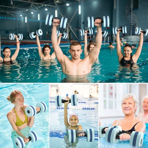 Sportneer Water Weights Aquatic Exercise Dumbbells Water Dumbbell Aerobics Workouts Set of 2 EVA Foam Pool Weights Dumbbells Set Aqua Fitness Barbells Equipment for Water Aerobics Weight Loss - color: Blue