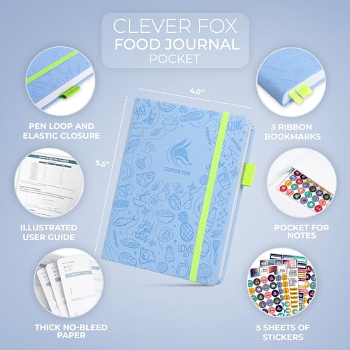 Clever Fox Food Journal Pocket - Daily Food Diary, Meal Planner to Track Calories & Nutrients, Weight Loss Tracker Notebook, 4x5.5” (Light Blue) - color: Light Blue, size: Pocket (4.0'' x 5.5'')