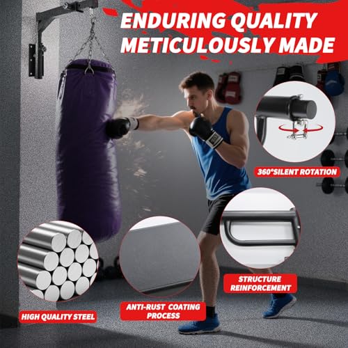 Heavy Bag Hanger Wall Mount Punching Boxing Bag Bracket Tube,Heavy Duty Adjustable Length & Height for Boxing, Taekwondo, Muay Thai Bags,for Home Gym Installation - color: round
