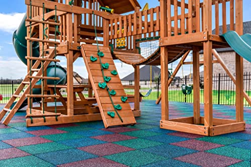 Playsafer Elevate Rubber Playground Tiles - 1" Thick High Density Interlocking Shock Absorbent Safety Tile for Playgrounds, and Exercise Equipment - 20" X 20" (180 Tiles - 486 Sq. Ft. - Brown) - color: Brown