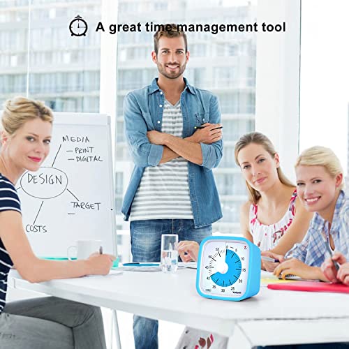 Yunbaoit Visual Timer, Silent 60-min Countdown Timer for Kids, Blue Blue | Protective Case, Time Management Tool, Mute and Ringing Alarm Available, Low Power Reminder, for Study,Game,Work,Fitness etc - color: Blue Blue