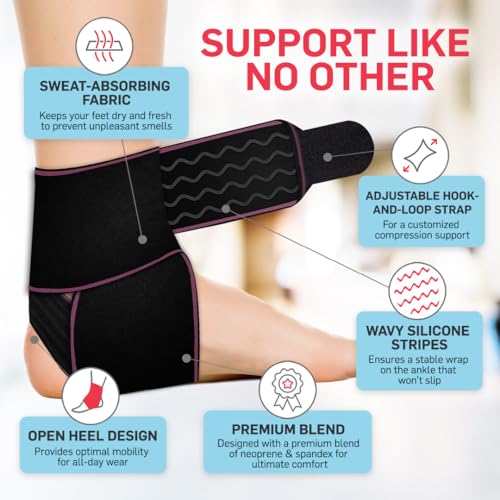 Dr. Arthritis Essentials Ankle Brace Support, Stabilizing Wrap for Sprains, Tendonitis, Achilles Injuries, Running, Basketball, Fits Left & Right Foot (Pink 2 Pack) - size: Pink - 2 Pack