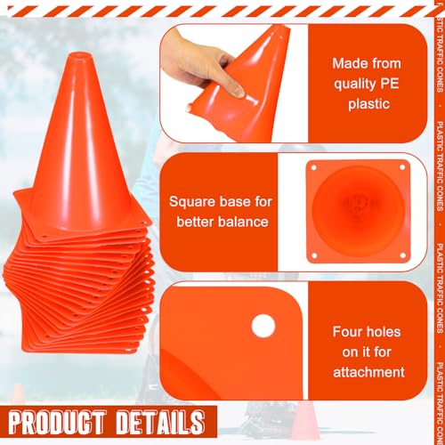Syhood 30 Pack 7 Inch Plastic Traffic Cones Sports Training Agility Marker Mini Cones for Soccer, Skating, Football, Basketball, Indoor and Outdoor Games Sports Practice Equipment - color: Orange