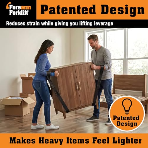 Forearm Forklift Furniture Moving Straps – 2-Person Lifting Strap for Moving Furniture, Appliances, Heavy Duty Carrying for Heavy Objects up to 800 lbs, Jet Black - color: Jet Black