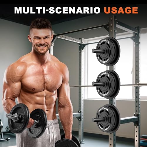 EVERYMATE Weight Plate Holder Power Rack Attachment 2 Inch Olympic Plate Storage Power Squat Rack Holder Weight Plates for 2x2 3x3 2x3 Power Cage Accessories Weight Plate Rack - color: A-5/8" hole(2pcs)-9.05 Inch
