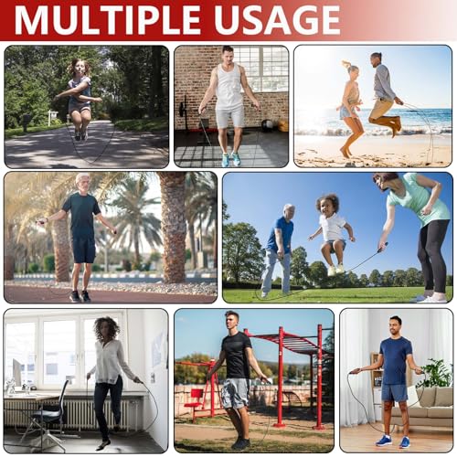 Adjustable Weighted Jump Rope, 9ft Long Tangle-Free Rapid Speed Jumprope for Exercise Calisthenics Fitness Jumping Skipping Double Dutch Boxing Crossfit, Workout Stuff for Women Men Kids Adult