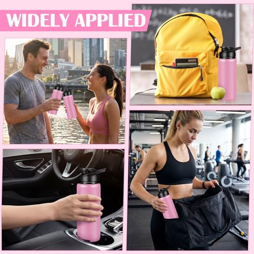 CHENGU Water Bottle Bulk 20 oz Aluminum Reusable Bottles Lightweight Snap Lid Water Cups Easy Carry Leak Proof Travel Tumbler for Gym Sports Camping Hiking Fishing - color: Pink
