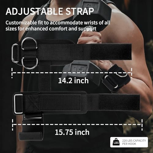 Weight Lifting Straps With Cuffed D Ring(1Pair) and Weight Lifting Hooks(1Pair) Set, Wrist Support for Men, Heavy Duty Thick Comfortable, Non-slip, Enhanced Grip, Straps for Weightlifting & Training