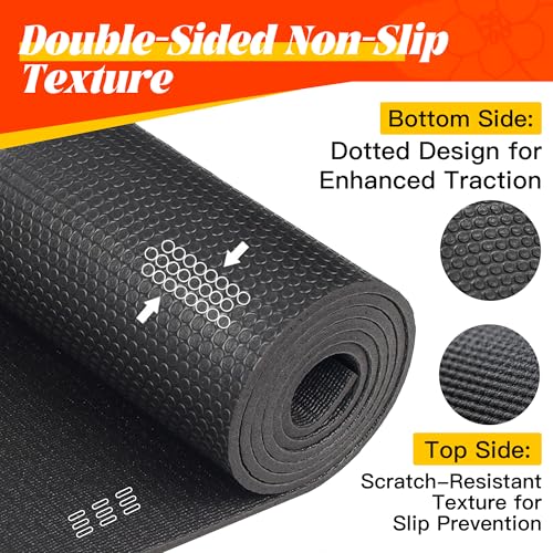 VTORY Extra Thick Large Exercise Mat, 6'x4'/7'x5'/8'x6'/10'x6'x8mm(1/3 inch) , Non-Slip, PVC, Ultra Durable, Heavy-Duty Mat, Shoes-Friendly, High-Density, Large Wide Yoga Mat, Workout Mat for Home Gym, Cardio, Strength, HIIT, MMA - size: 8'x6'x8mm