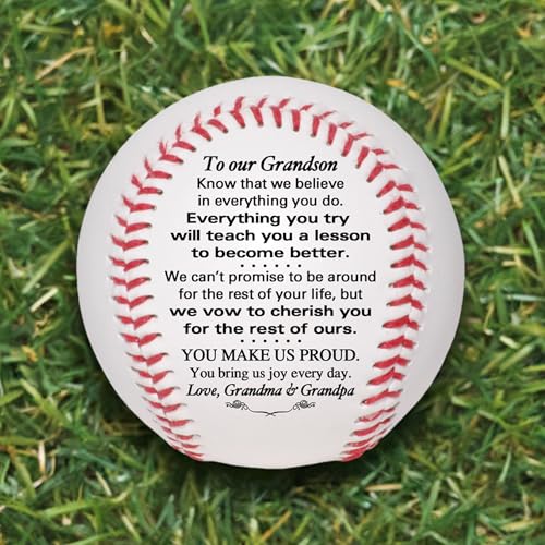 Grandson Baseball - to Our Grandson from Grandma & Grandpa - Grandson Baseball from Grandparents - Graduation Birthday Wedding Anniversary Keepsake