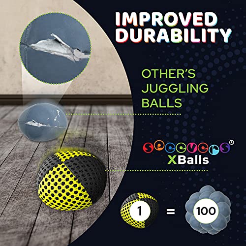speevers Juggling Balls for Beginners and Professionals Set of 3, 14 Colors Available, 2 Layers of Net and Carry Case, Xballs Juggling Balls (3 Color Mix, 2.5 oz) - color: 3 Color Mix, size: 2.5 oz