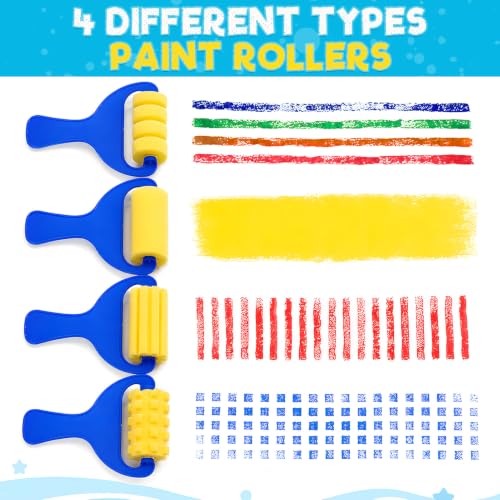 12pcs Sponge Roller Set, Plain and Textured | Foam roller set for DIY, home, and classroom projects, washable and reusable, art craft painting tools