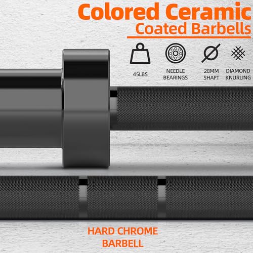 Fitvids Olympic Cerakote Barbell for Home & Commercial Gyms, 190K PSI Tensile Strength Rated for up to 1500LB Capacity - color: Black