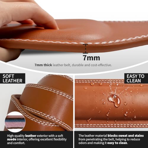 Leather Weightlifting Belt, 10 Adjustable Holes, 4”Width, Double Prong Power Belt for Gym Bodybuilding, weightlifting, powerlifting, squats and deadlifts - color: 4-Inch Brown, size: 28"-32"