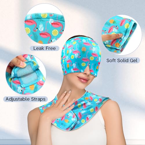 Migraine Relief Cap & Neck Ice Pack Wrap Set, Headache Relief Cap & Cervical Ice Pack, Hot and Cold Therapy for Headache, Neck & Shoulder Pain, Tension & Stress Relief, Post-Surgery Recovery