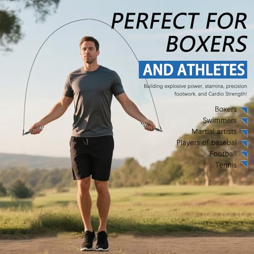 DIY Adjustable Weight Jump Rope (0.4LB /1/2LB/0.7LB /0.8LB) Interchangeable 2mm & 5mm Cable for CrossFit, Double Unders, HIIT Workouts - Fast Clamp System, 10ft Adjustable - color: Black