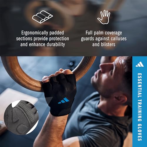 adidas Essential Training Gloves - color: Blue, size: Large