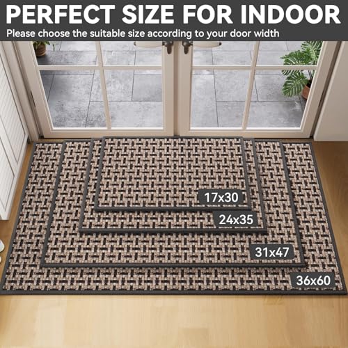 YDKGL Door Mat 31x47, Dirt Resistant and Absorbent, Non-Slip Rubber Backing Floor Mats, Easy Clean Low-Profile Doormat for Entryway, Front Door, and Inside Entrance, Black - color: A- Black, size: 31"x47"