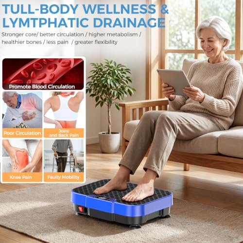Vibration Plate Exercise Machine Vibration Plate for Lymphatic Drainage Weight Loss,Muscle Activation Fat Burner for Women Men,250 Speeds Shake Plate,Whole Body Exercise Equipment - color: Blue