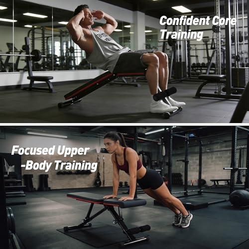 NEWBULIG Adjustable Weight Bench for Home Gym, Foldable Incline Decline Flat Workout Bench for Full Body Exercise, Sit Up Training Equipment, 795 lbs Capacity