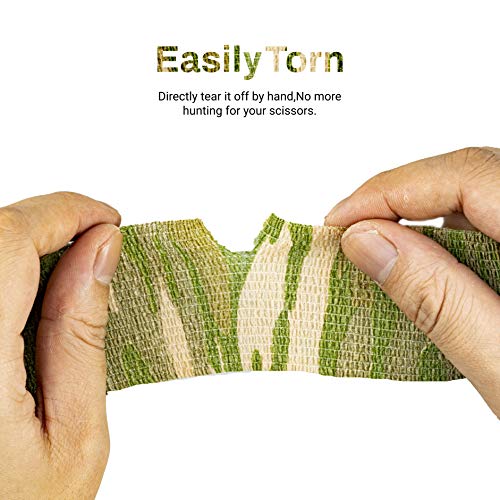 FRESINIDER 9 Rolls Self Adhesive Wrap Athletic Tape Gauze, Breathable Elastic Cohesive Bandage for Sports Injury & Pet (7 Pcs 2" x 5 Yards + 2 Pcs 1" X 5 Yards) (Forest Camo) - color: Forest Camo