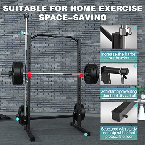 Power Cage Height Adjustable Squat Rack Home Gym Power Tower Multi-Function Pull Up Station Strength Training Squat Stand Barbell Rack - style: Power Cage