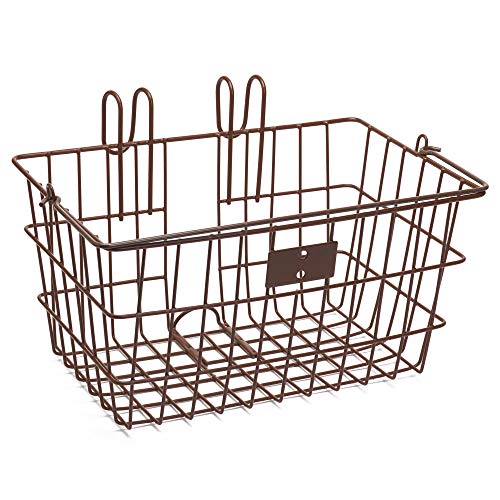 Retrospec Apollo-Lite Lift-Off Bike Basket - Detachable Steel Handlebar Basket with Carrying Handle for Commuting, Shopping & Beach Trips - 14.5in x 9.5in Weather-Resistant Biking Gear - color: Legacy Brown