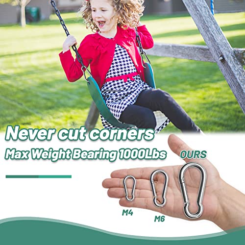 Pixel Panda Heavy Duty Carabiner 1000lbs for Gym & Outdoor - color: 4pcs-3.15inch Silver