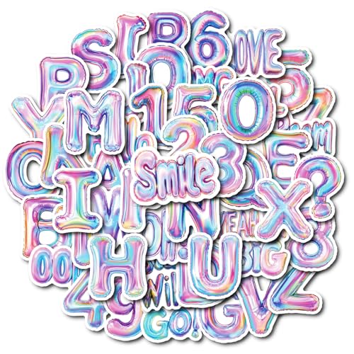 50PCS Alphabet & Number Stickers Aesthetic PET Transparent Stickers Alphabet & Number Decals Waterproof Decorative Decals for Scrapbook Journal Planner Water Bottles Phone Cases Laptops - color: Alphanumeric