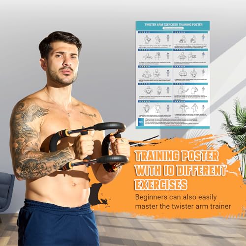 Twister Arm Trainer, Adjustable 6 Resistance Levels(30-120lb) Twister Arm Chest Exerciser with 4 Springs & Poster for Men & Women, Chest Workout Device Equipment for Chest Clip Muscle & Arm Strength