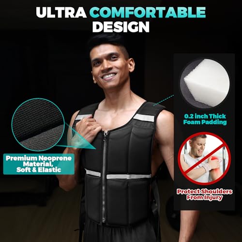 Adjustable Weighted Vest Men Women, 20lb/30lb/40lb Soft Silicone Blocks, Machine Washable | Reflective Strip, Strength Training Weight Vests Slim Under Jacket for Walking Running Rucking Gym Hiking - size: 2-20 LBS
